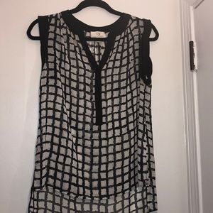 black and white tank blouse
